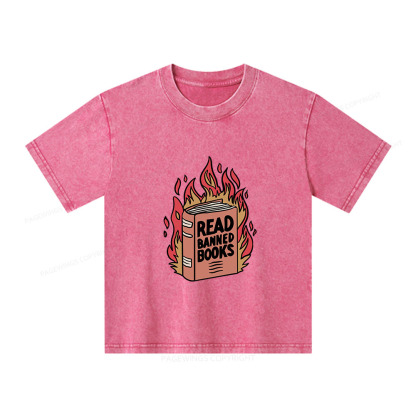 Pagewings Read Banned Books Shirt Unisex Kids Washed T-shirt