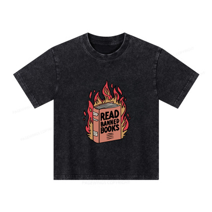 Pagewings Read Banned Books Shirt Unisex Kids Washed T-shirt