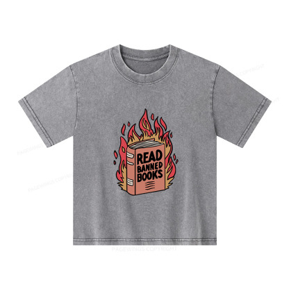 Pagewings Read Banned Books Shirt Unisex Kids Washed T-shirt