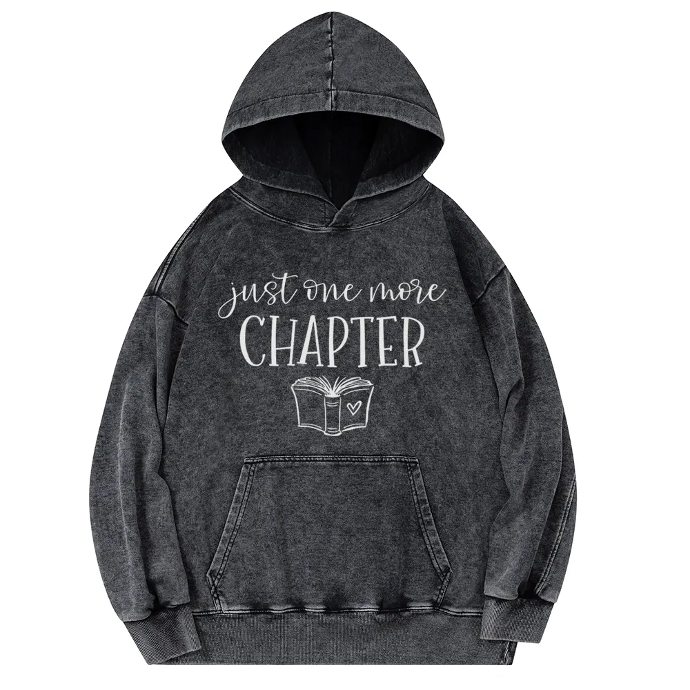 Pagewings Just One More Chapter Reading Book Unisex Washed Hoodie
