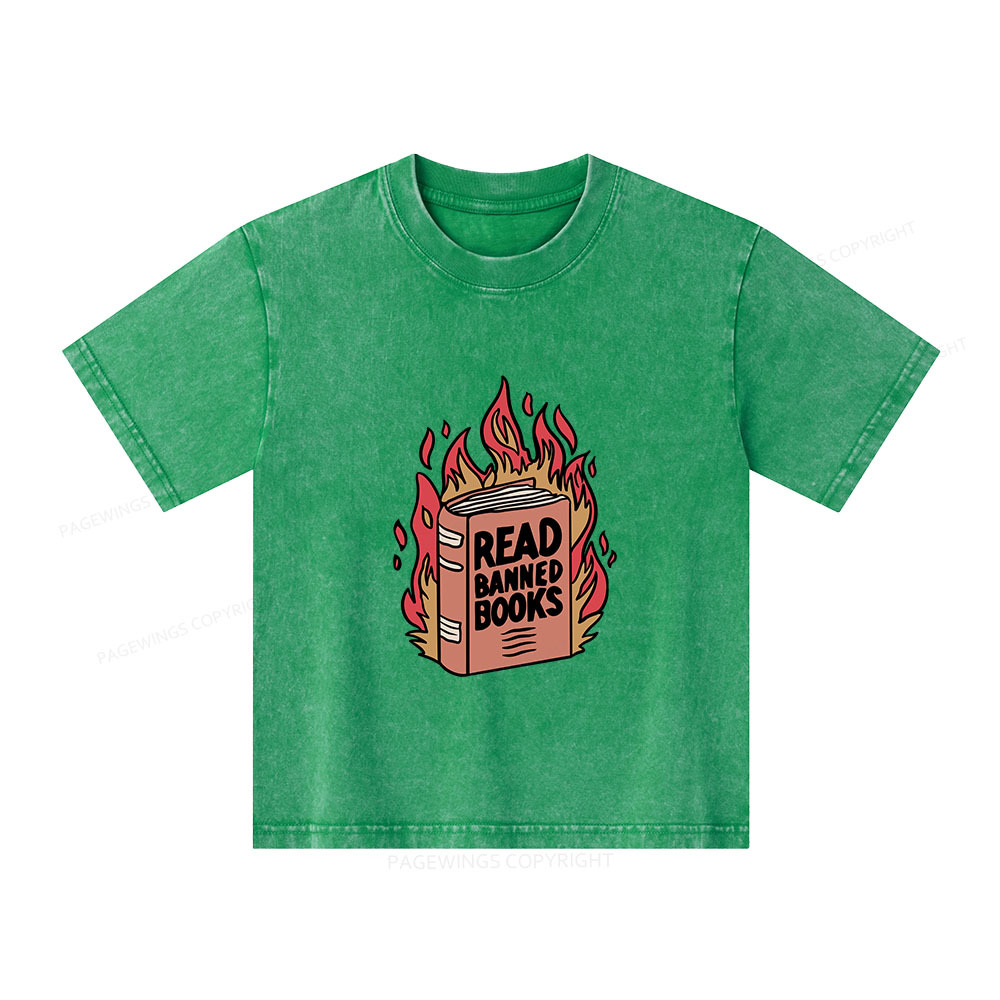 Pagewings Read Banned Books Shirt Unisex Kids Washed T-shirt