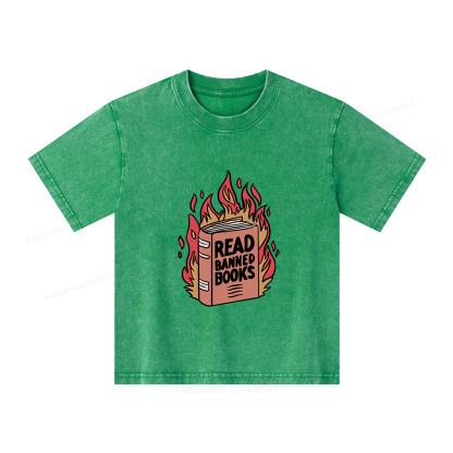 Pagewings Read Banned Books Shirt Unisex Kids Washed T-shirt