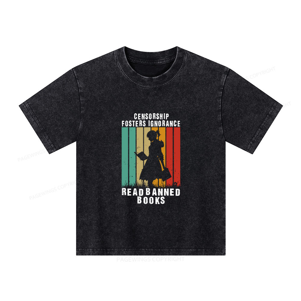 Pagewings Banned Books Vintage T-Shirt Unisex Kids Washed T-shirt
