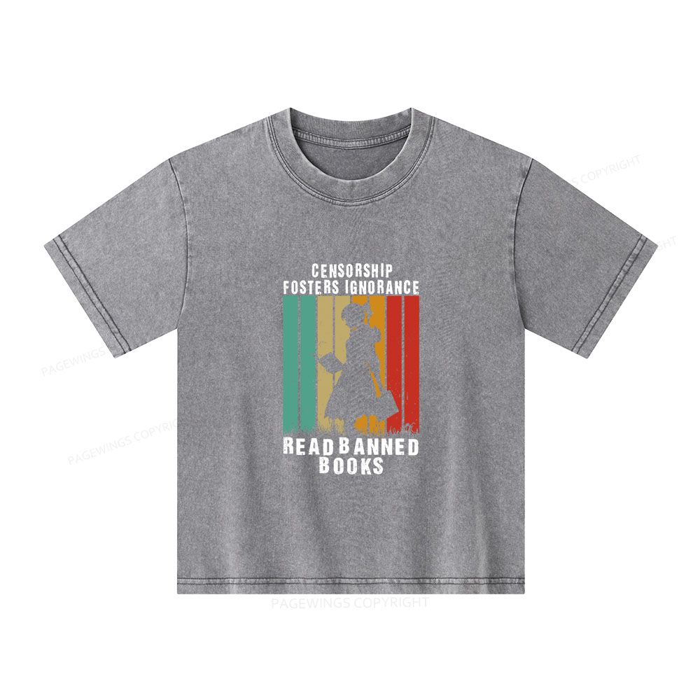 Pagewings  Banned Books Vintage T-Shirt Unisex Kids Washed T-shirt