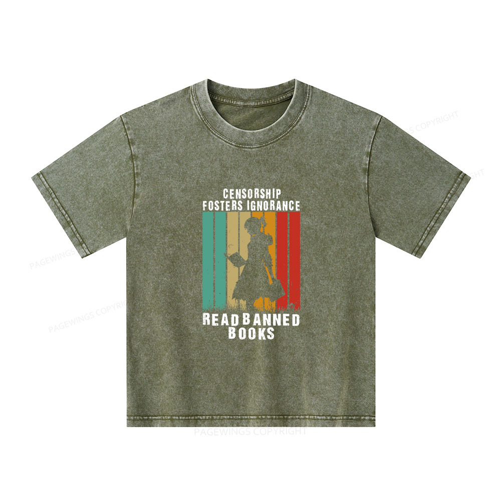 Pagewings Banned Books Vintage T-Shirt Unisex Kids Washed T-shirt