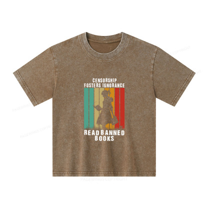 Pagewings  Banned Books Vintage T-Shirt Unisex Kids Washed T-shirt