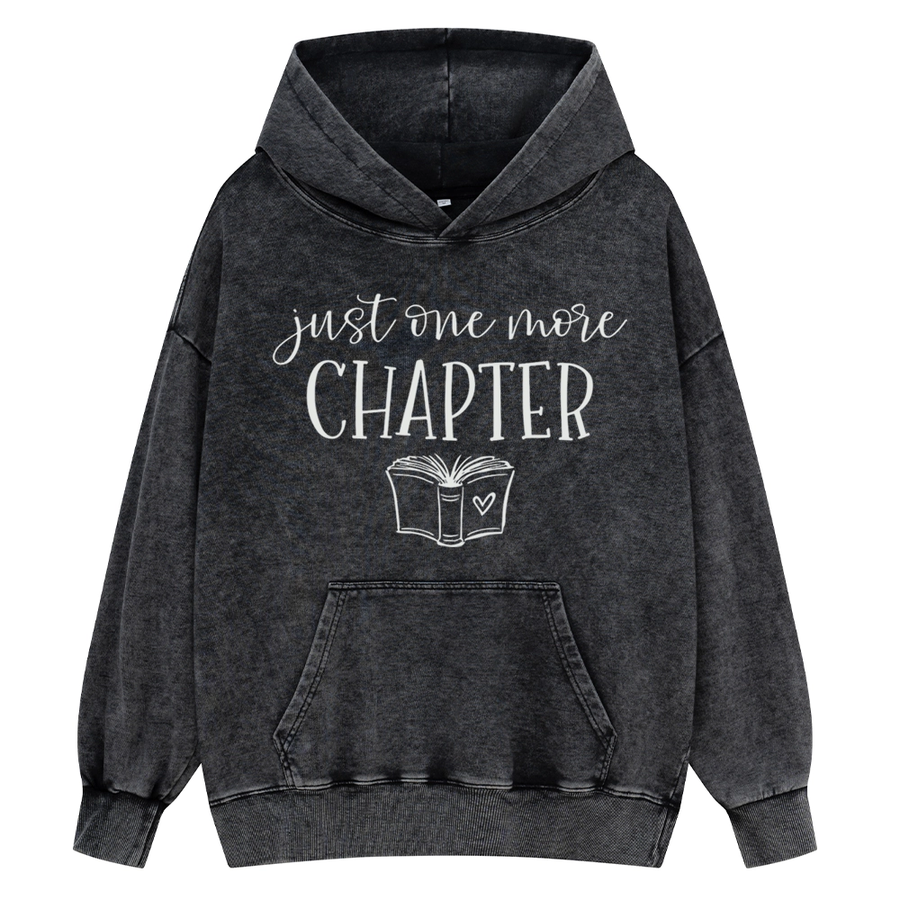 Pagewings Just One More Chapter Reading Book Unisex Washed Hoodie