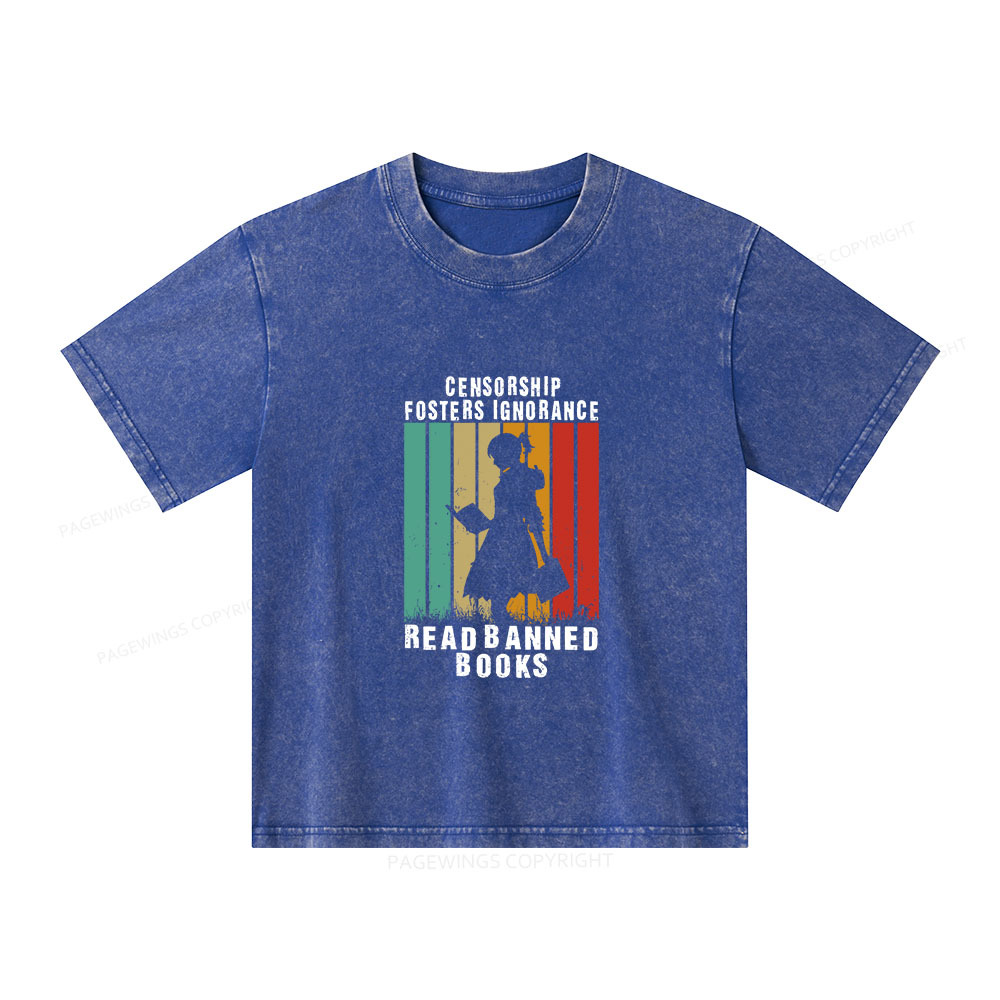 Pagewings Banned Books Vintage T-Shirt Unisex Kids Washed T-shirt