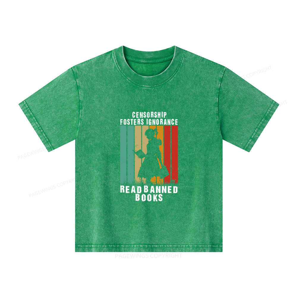 Pagewings Banned Books Vintage T-Shirt Unisex Kids Washed T-shirt