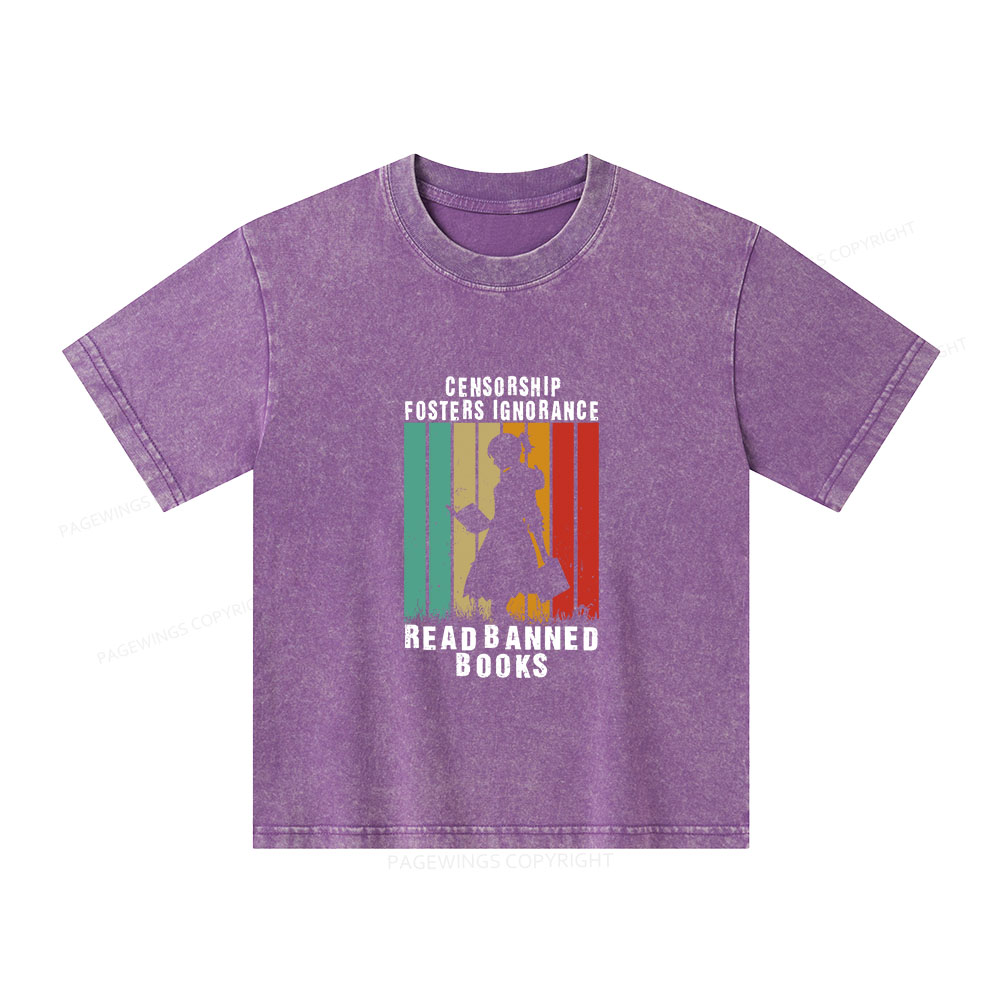 Pagewings  Banned Books Vintage T-Shirt Unisex Kids Washed T-shirt