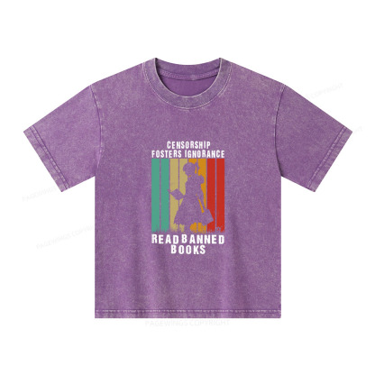 Pagewings  Banned Books Vintage T-Shirt Unisex Kids Washed T-shirt