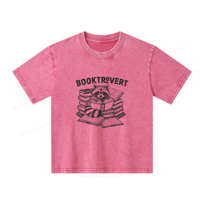Pagewings A Raccoon Reading Seriously Unisex Kids Washed T-shirt