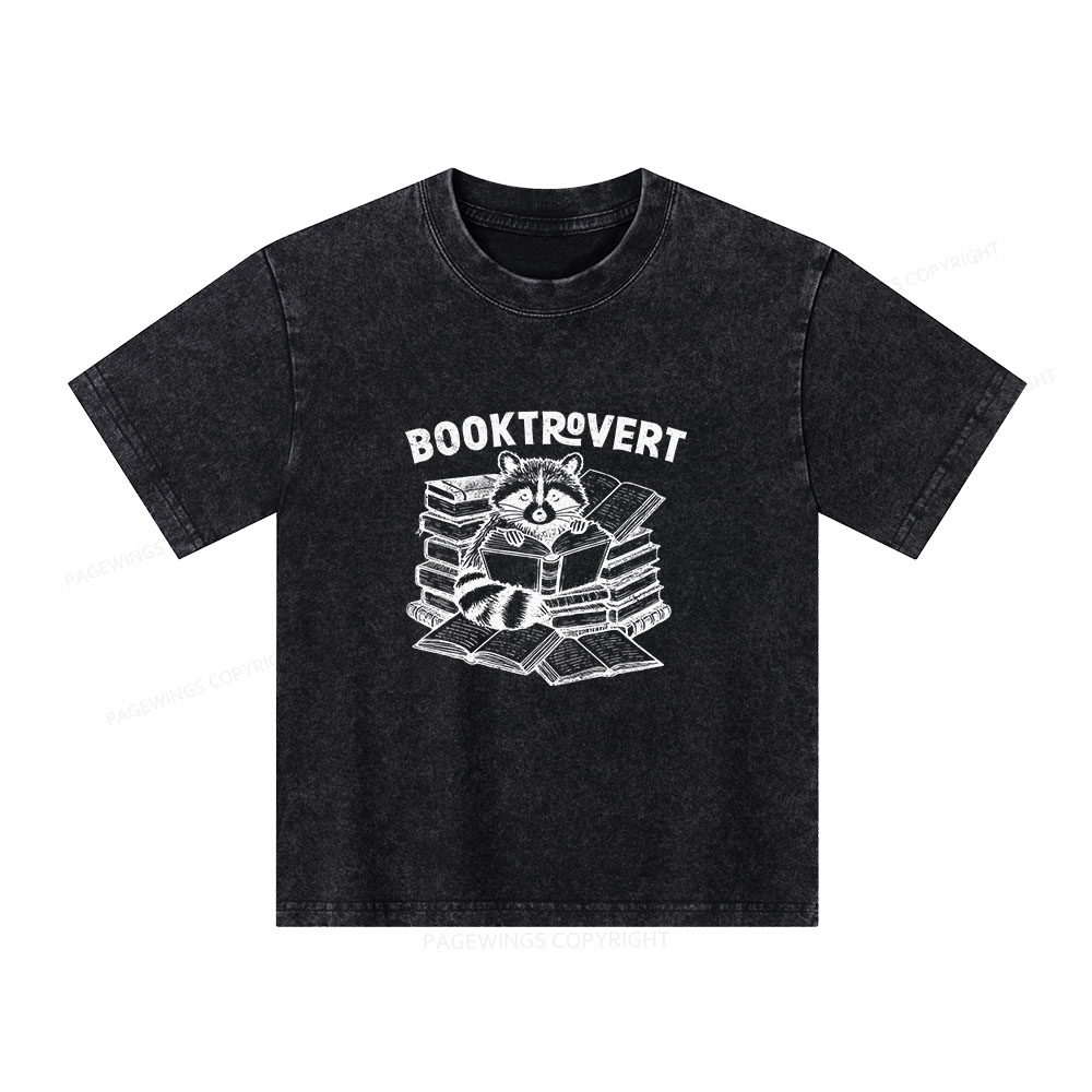 Pagewings A Raccoon Reading Seriously Unisex Kids Washed T-shirt