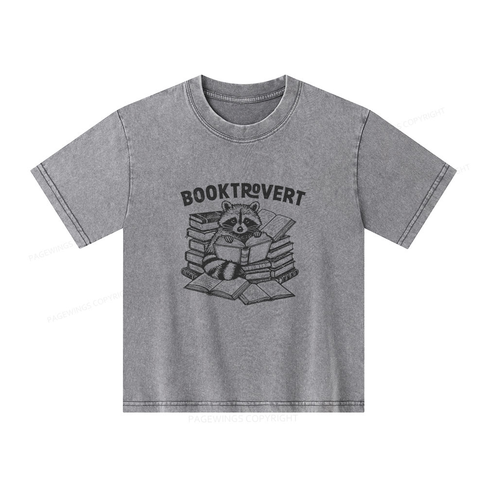 Pagewings A Raccoon Reading Seriously Unisex Kids Washed T-shirt