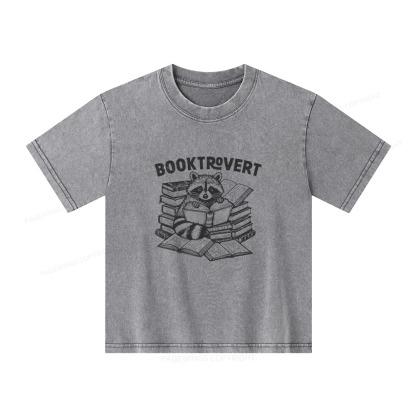 Pagewings A Raccoon Reading Seriously Unisex Kids Washed T-shirt