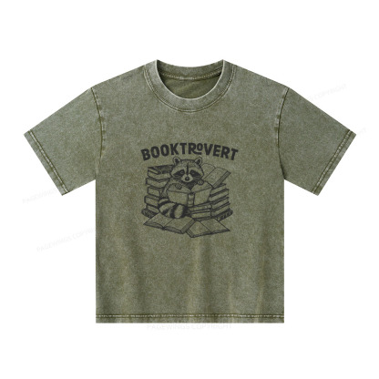 Pagewings A Raccoon Reading Seriously Unisex Kids Washed T-shirt