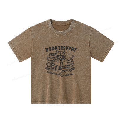 Pagewings A Raccoon Reading Seriously Unisex Kids Washed T-shirt