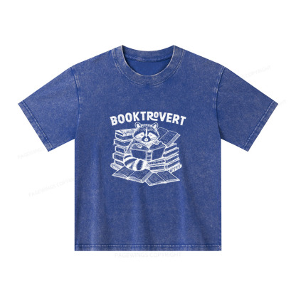 Pagewings A Raccoon Reading Seriously Unisex Kids Washed T-shirt