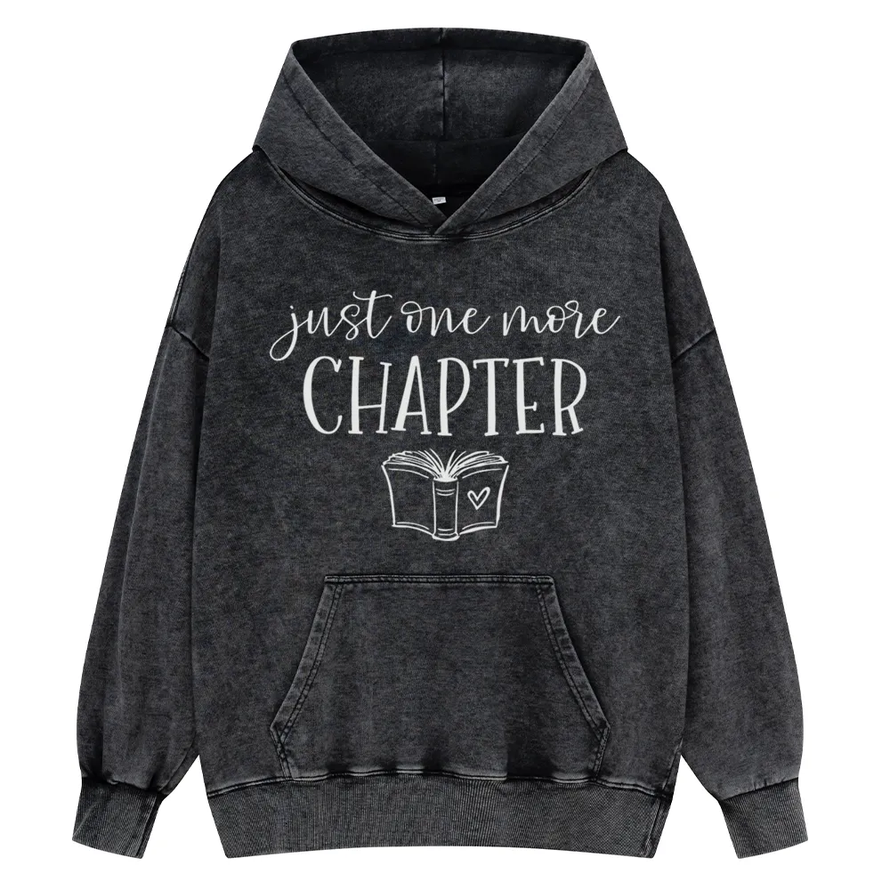 Pagewings Just One More Chapter Reading Book Unisex Washed Hoodie