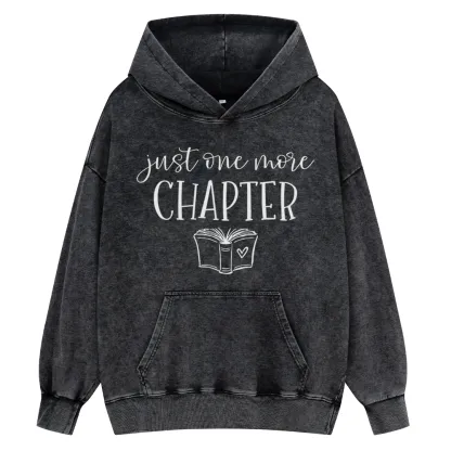 Pagewings Just One More Chapter Reading Book Unisex Washed Hoodie