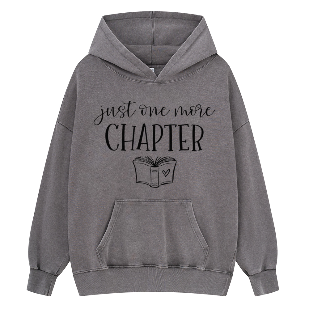 Pagewings Just One More Chapter Reading Book Unisex Washed Hoodie