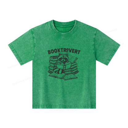 Pagewings A Raccoon Reading Seriously Unisex Kids Washed T-shirt