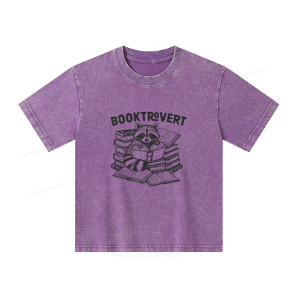 Pagewings A Raccoon Reading Seriously Unisex Kids Washed T-shirt