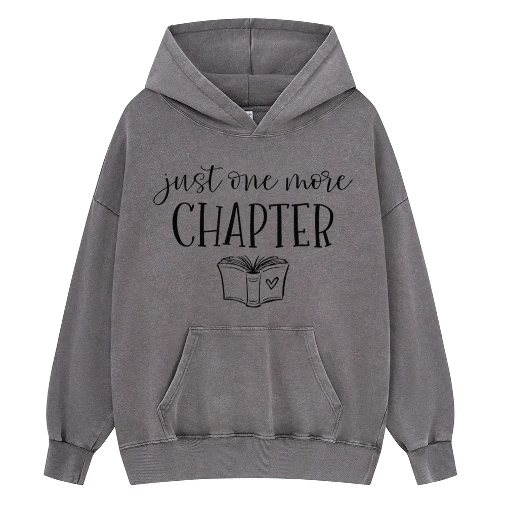 Pagewings Just One More Chapter Reading Book Unisex Washed Hoodie