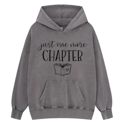 Pagewings Just One More Chapter Reading Book Unisex Washed Hoodie