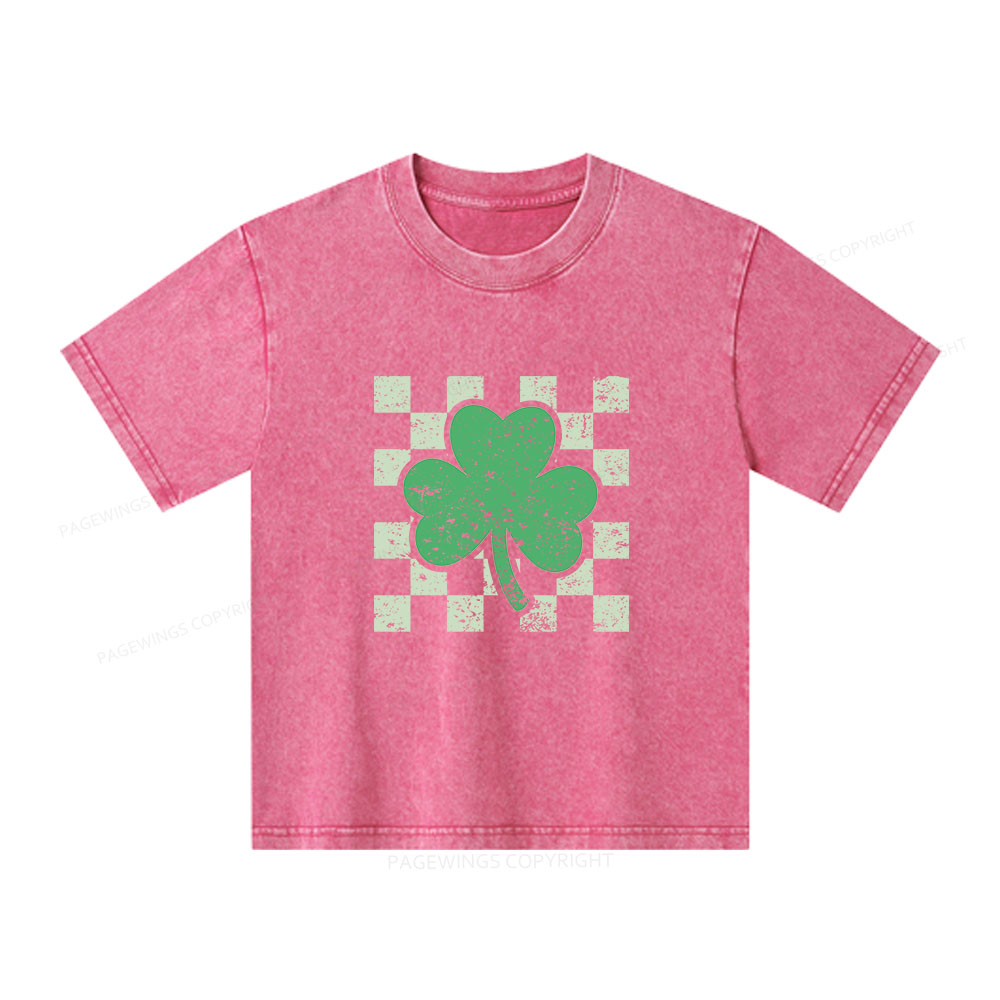 Pagewings St Patrick's Shirt, Shamrock Shirt Unisex Kids Washed T-shirt