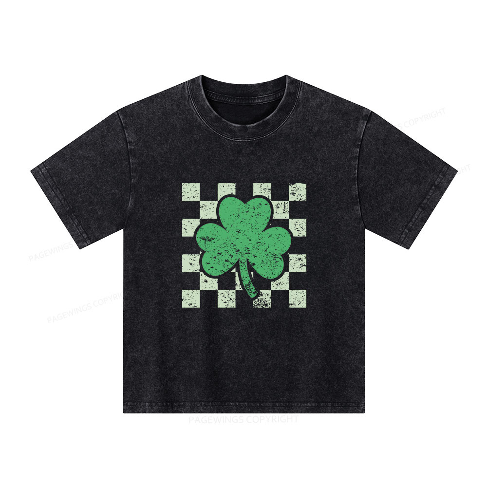 Pagewings St Patrick's Shirt, Shamrock Shirt Unisex Kids Washed T-shirt