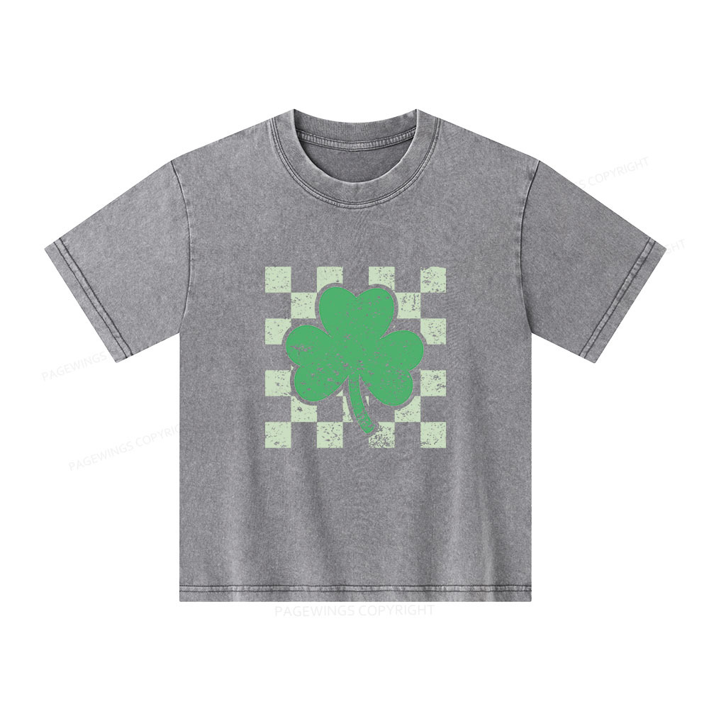Pagewings St Patrick's Shirt, Shamrock Shirt Unisex Kids Washed T-shirt