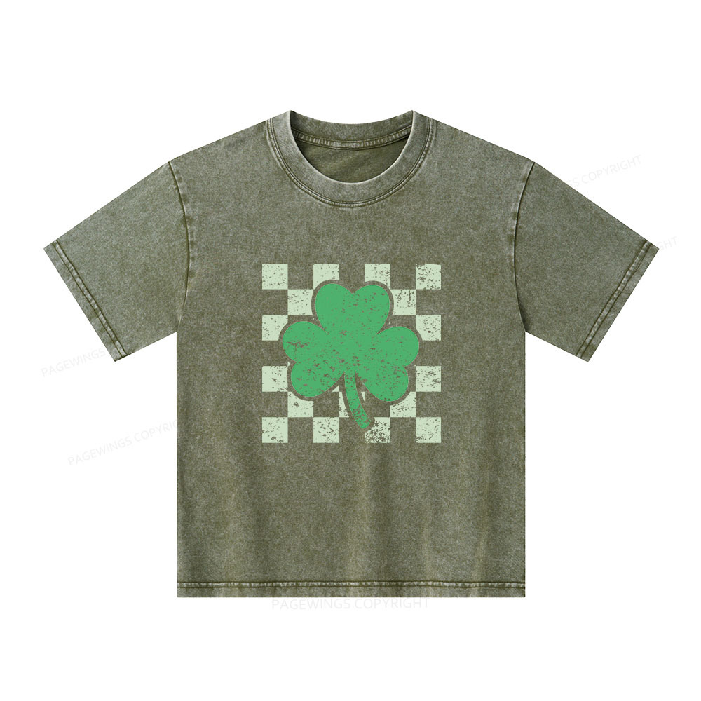 Pagewings St Patrick's Shirt, Shamrock Shirt Unisex Kids Washed T-shirt