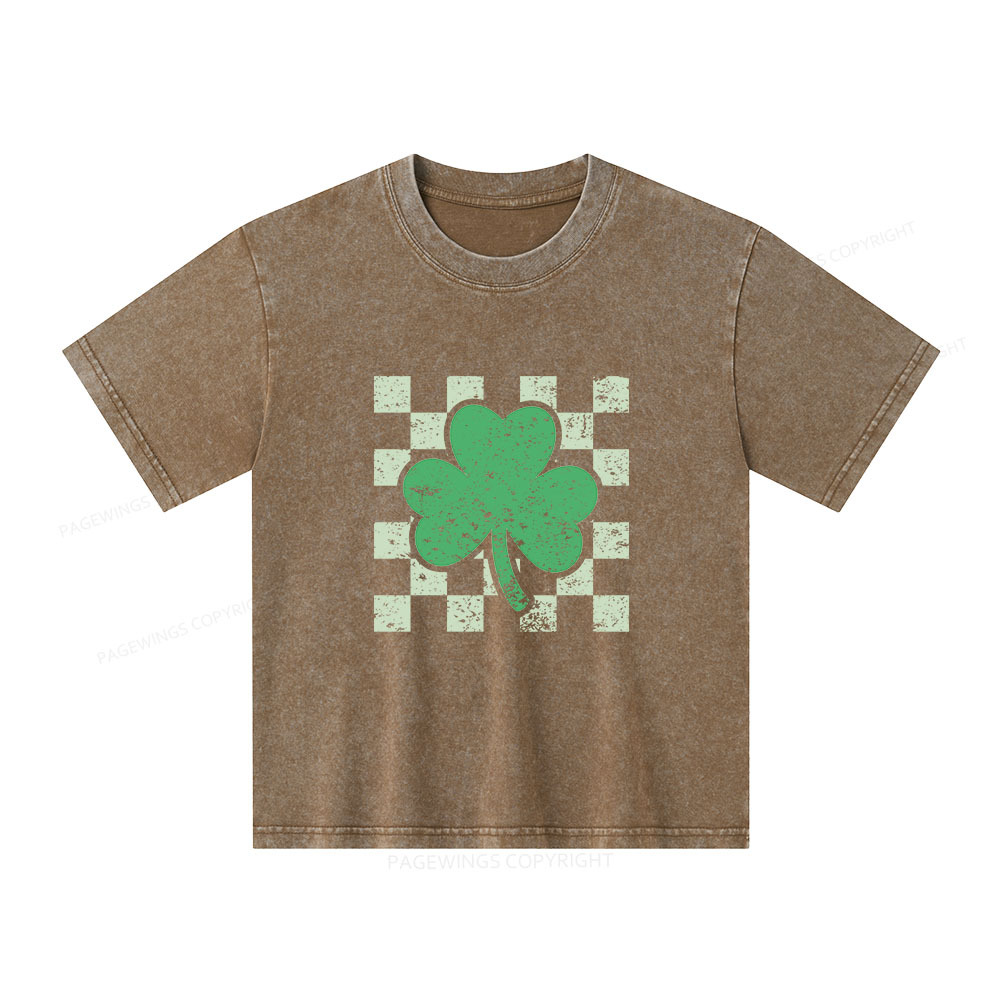 Pagewings St Patrick's Shirt, Shamrock Shirt Unisex Kids Washed T-shirt
