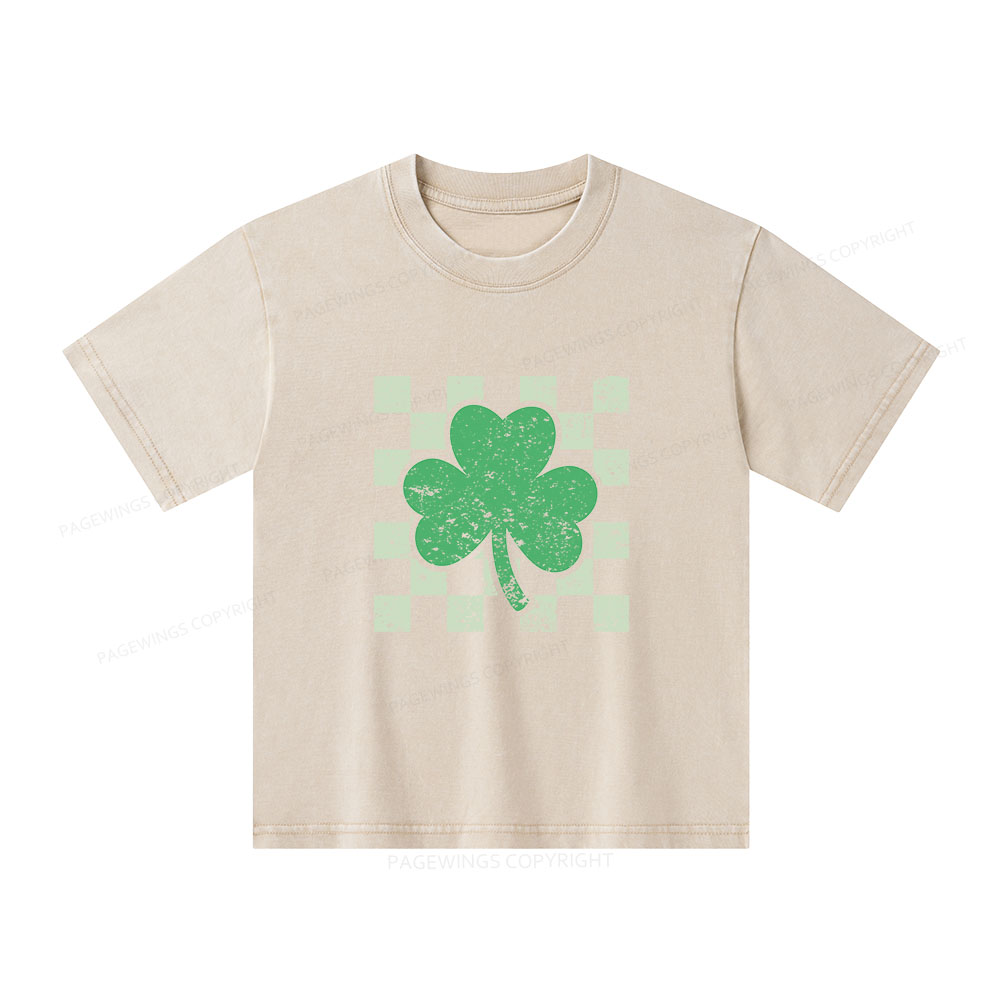 Pagewings St Patrick's Shirt, Shamrock Shirt Unisex Kids Washed T-shirt