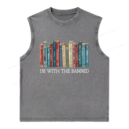 Pagewings I'm With The Banned Unisex Washed Tank Top