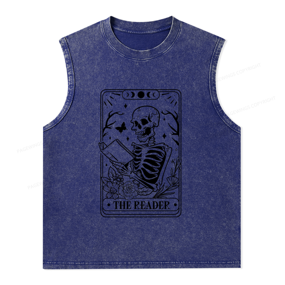 Pagewings Halloween The Reader Tarot Card Unisex Washed Tank Top