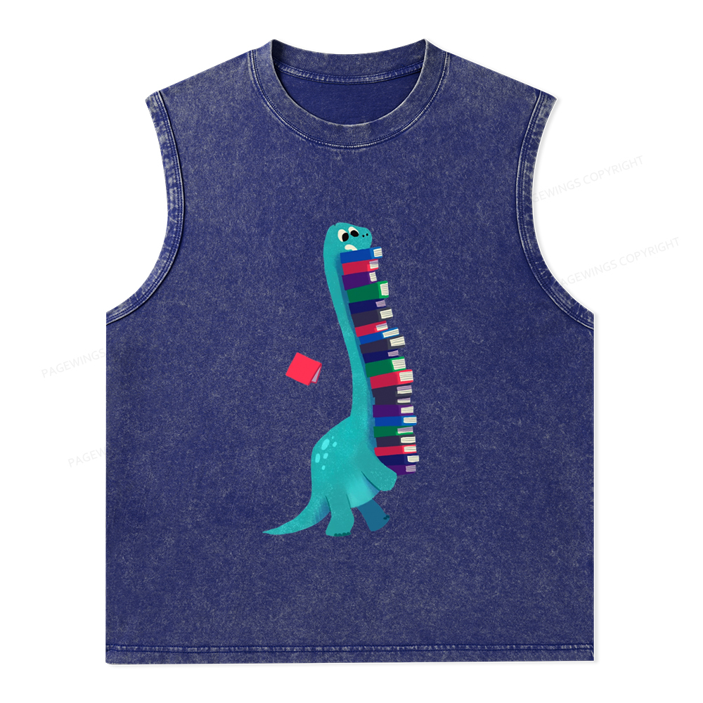 Pagewings Book Dinosaurs Unisex Washed Tank Top