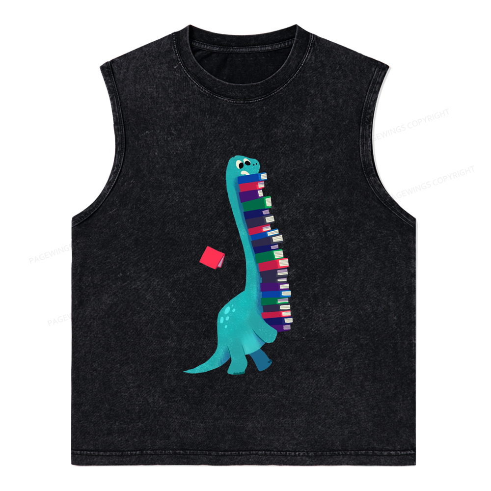 Pagewings Book Dinosaurs Unisex Washed Tank Top