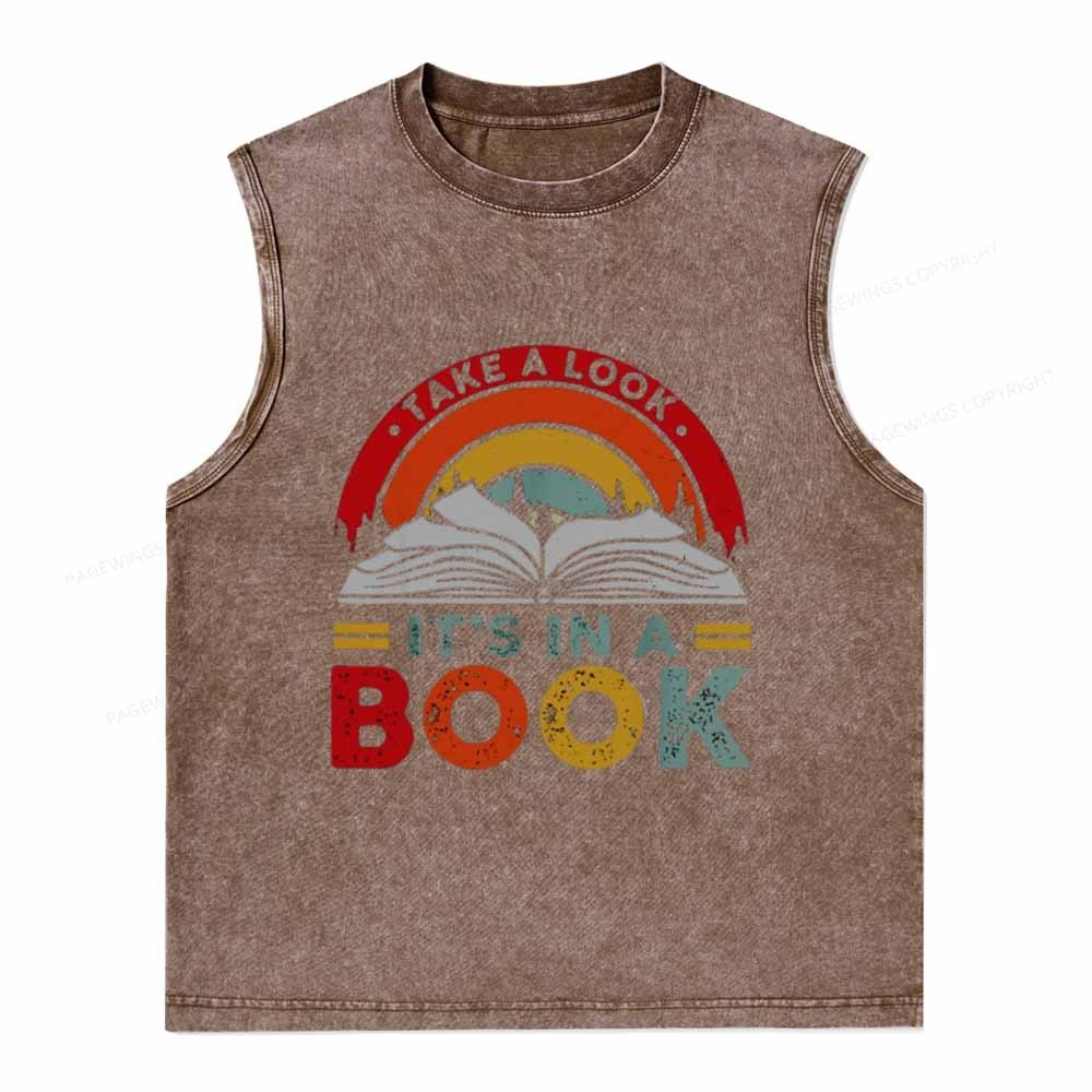 Pagewings Take A Look It's In A Book Unisex Washed Tank Top