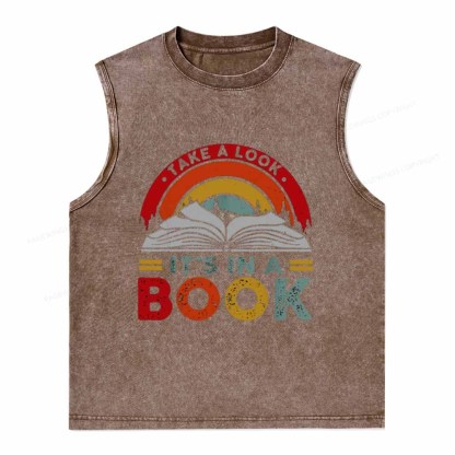 Pagewings Take A Look It's In A Book Unisex Washed Tank Top