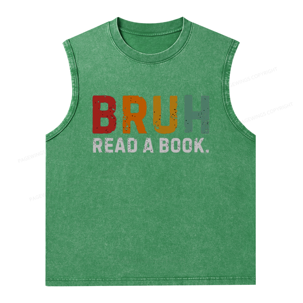 Pagewings Read A Book Bruh Unisex Washed Tank Top