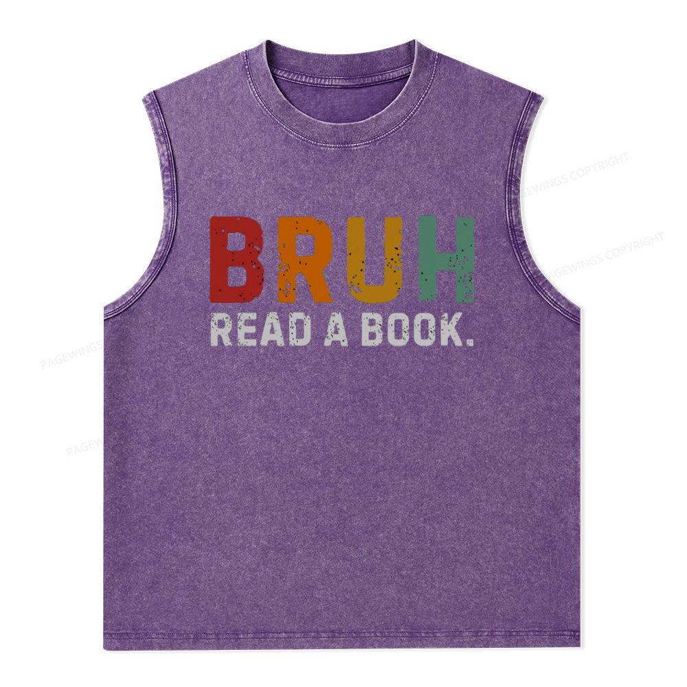 Pagewings Read A Book Bruh Unisex Washed Tank Top
