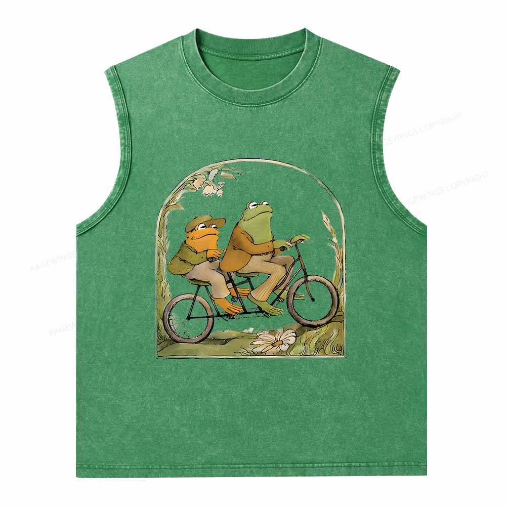 Pagewings Frog And Toad Book Vintage Unisex Washed Tank Top
