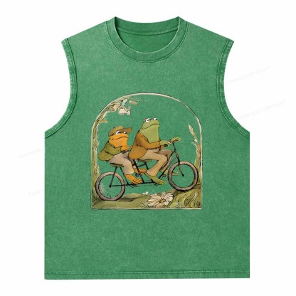 Pagewings Frog And Toad Book Vintage Unisex Washed Tank Top