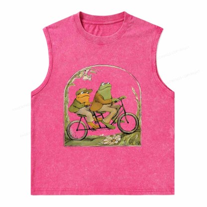 Pagewings Frog And Toad Book Vintage Unisex Washed Tank Top