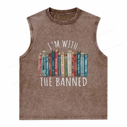 Pagewings I'm With The Banned Unisex Washed Tank Top