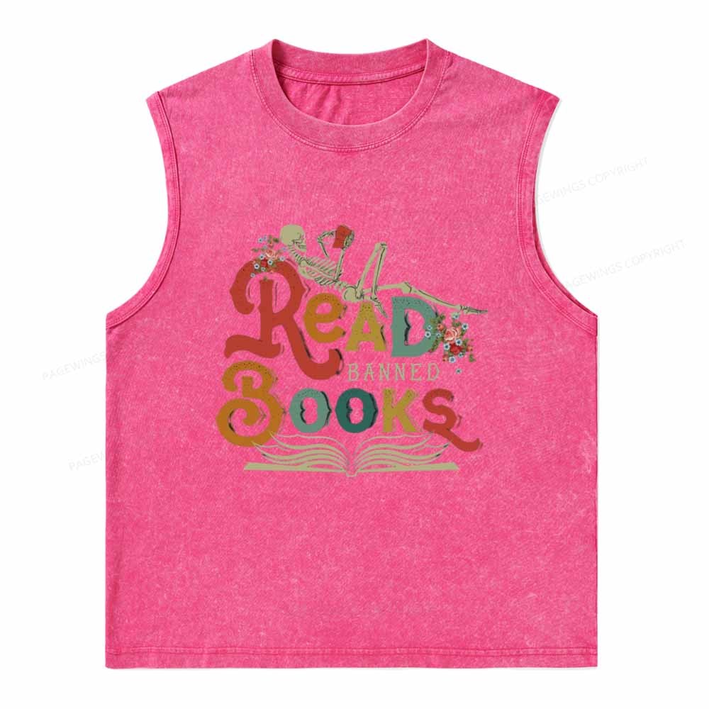 Pagewings Read Banned Books Unisex Washed Tank Top