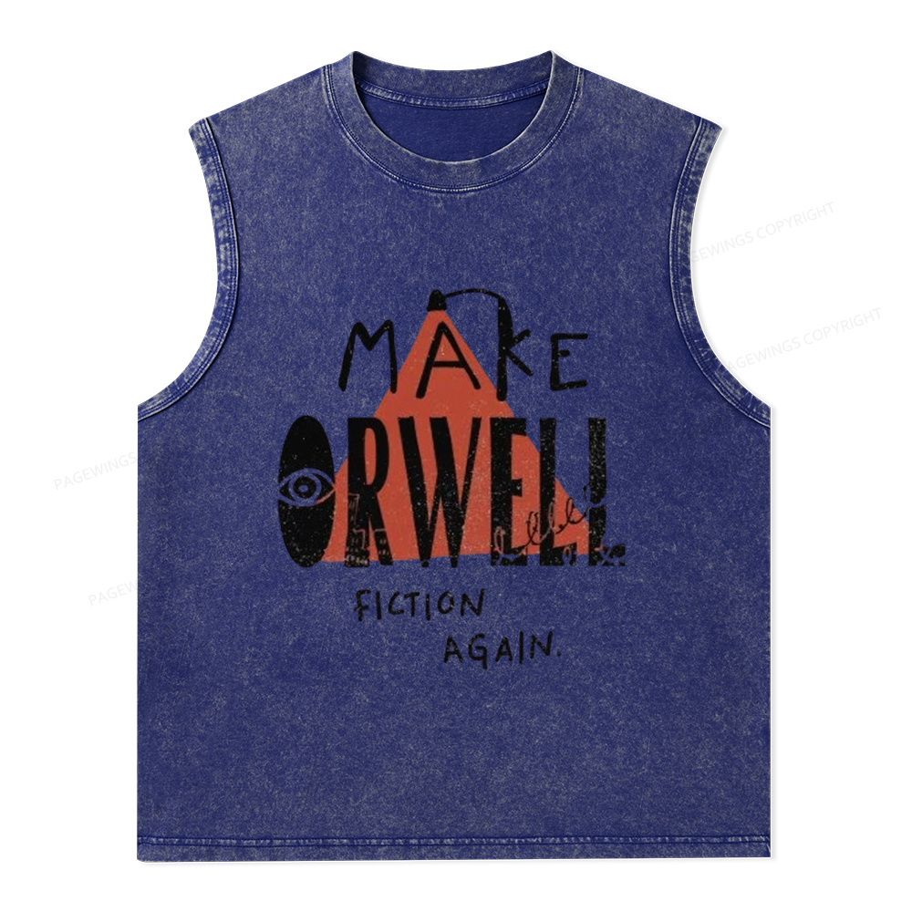 Pagewings Make Orwell Fiction Again Unisex Washed Tank Top