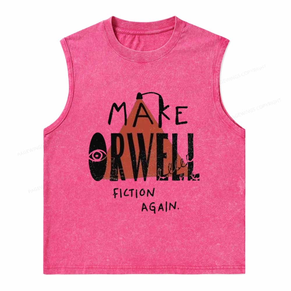 Pagewings Make Orwell Fiction Again Unisex Washed Tank Top